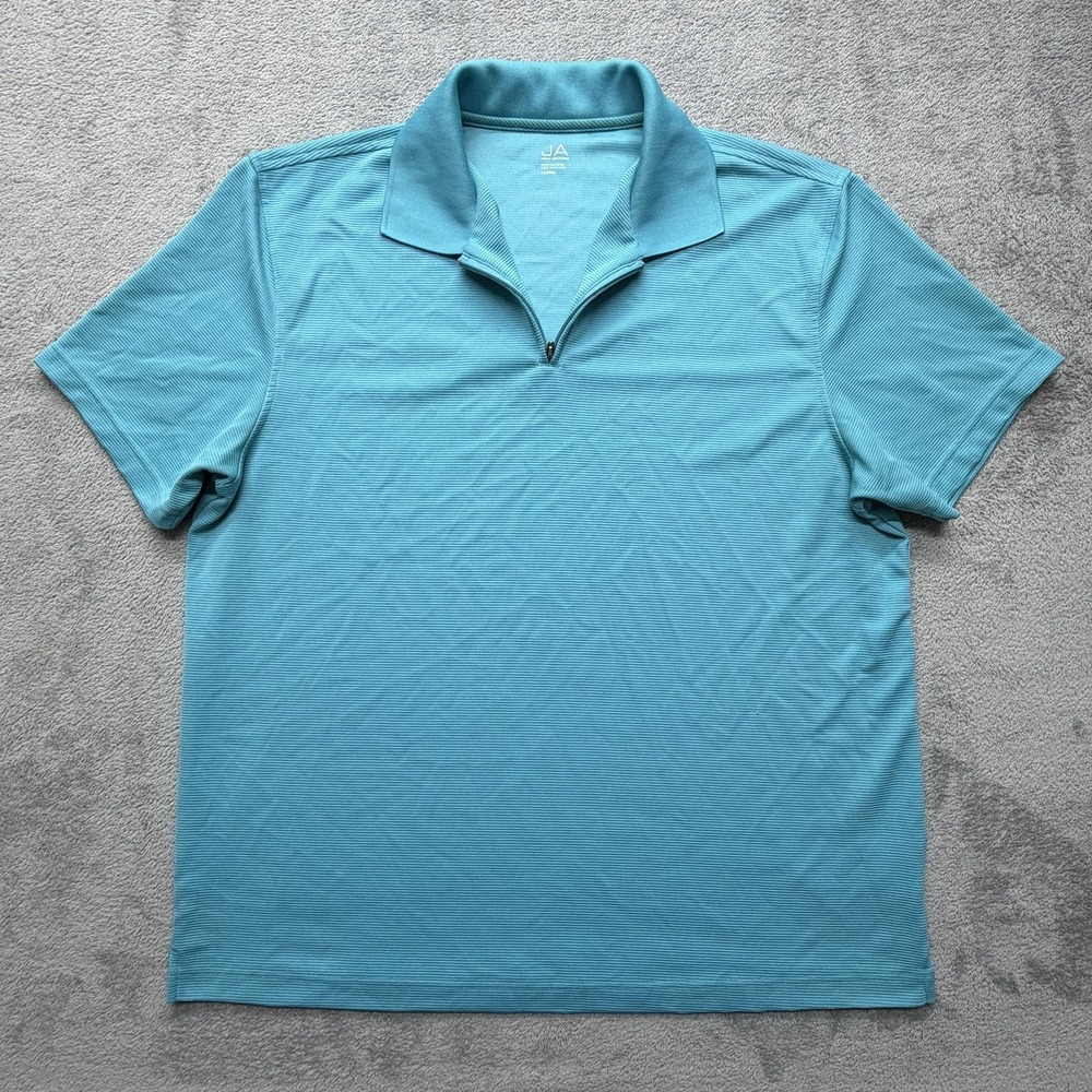 John Ashford Polo Shirt Mens XL Teal Blue‎ Quarter Zip Performance Golf Athletic